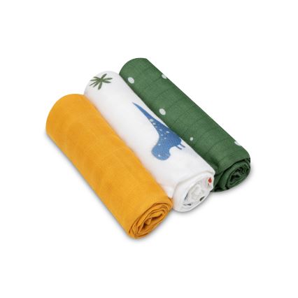Lionelo - Conjunto de 3 fraldas de bambu BAMBOO SET 70x70 cm Dino