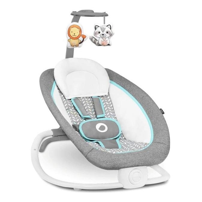 Lionelo - Espreguiçadeira vibratória para bebé com uma melodia PASCAL 2xAA cinzento/turquesa