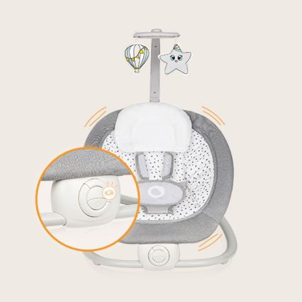 Lionelo - Espreguiçadeira vibratória para bebé com uma melodia PASCAL cinzento