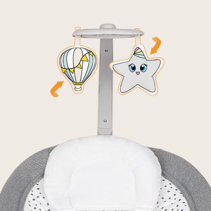 Lionelo - Espreguiçadeira vibratória para bebé com uma melodia PASCAL cinzento