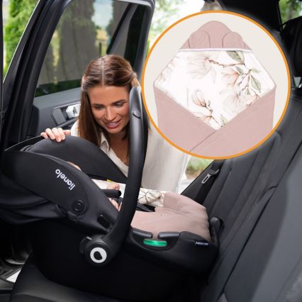 Lionelo - Manta envelopante para cadeirinha de automóvel TRAVEL SWADDLE 90x90 cm Bege Magnólia