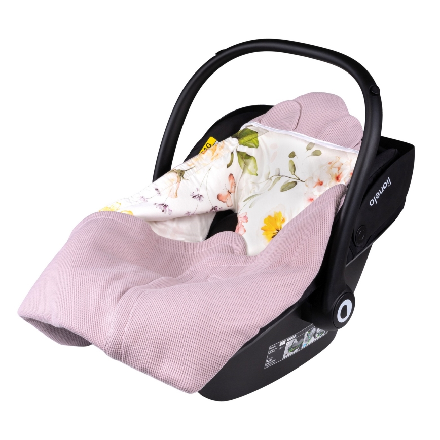 Lionelo - Manta envolvente para cadeirinha auto TRAVEL SWADDLE 90x90 cm Rosa Floral