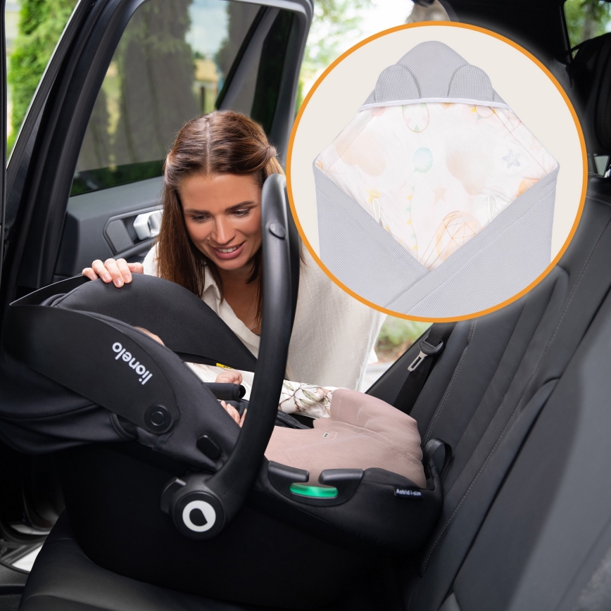 Lionelo - Manta para cadeira de carro TRAVEL SWADDLE 90x90 cm Cinza Balão
