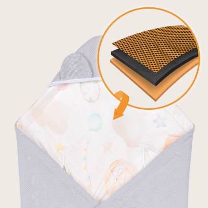 Lionelo - Manta para cadeira de carro TRAVEL SWADDLE 90x90 cm Cinza Balão