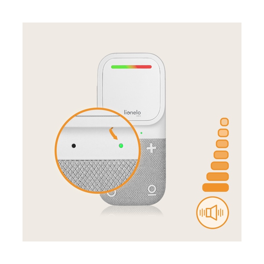 Lionelo - Monitor de bebé áudio recarregável sem fios BABYLINE 2.2 5V