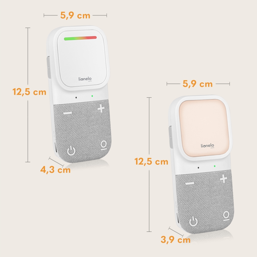 Lionelo - Monitor de bebé áudio recarregável sem fios BABYLINE 2.2 5V