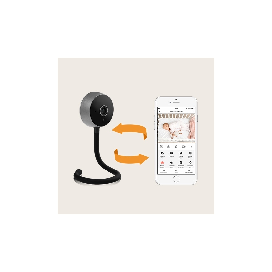 Lionelo - Monitor de bebé inteligente BABYLINE SMART Wi-Fi Preto