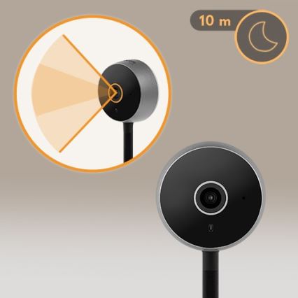 Lionelo - Monitor de bebé inteligente BABYLINE SMART Wi-Fi Preto