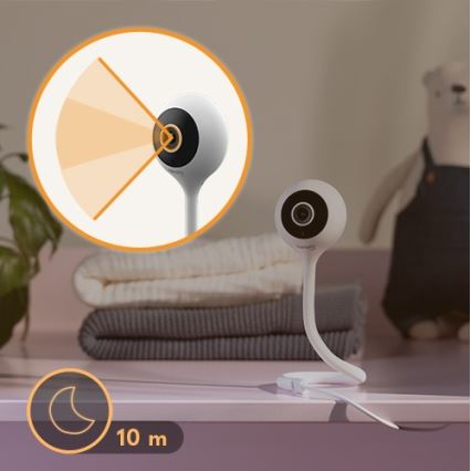 Lionelo - Monitor de bebé inteligente BABYLINE SMART Wi‑Fi Branco