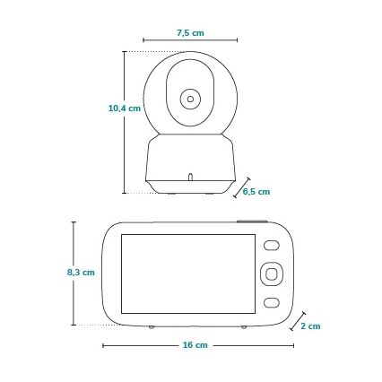 Lionelo - Monitor para bebé BABYLINE 9.1 5V 3600 mAh