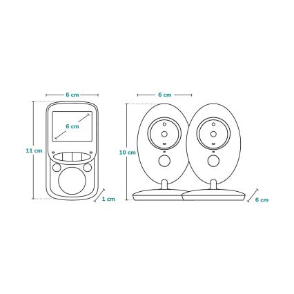 Lionelo - Monitor para bebé com ecrã BABYLINE 5.1 230V 1000 mAh