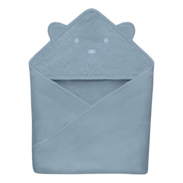 Lionelo - Toalha com capuz em musselina para bebé Grey Sky