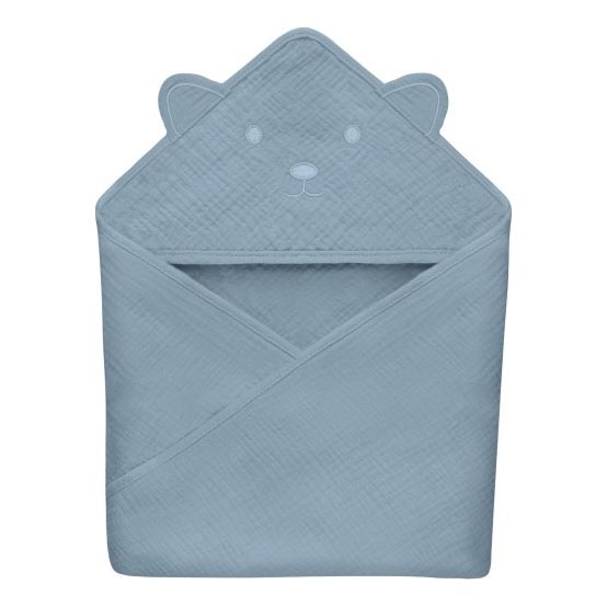 Lionelo - Toalha com capuz em musselina para bebé Grey Sky