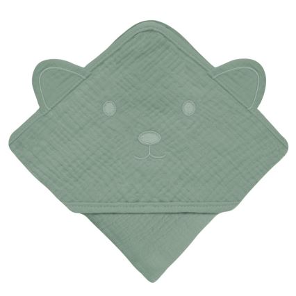 Lionelo - Toalha de banho infantil com capuz em musselina, Verde Floresta