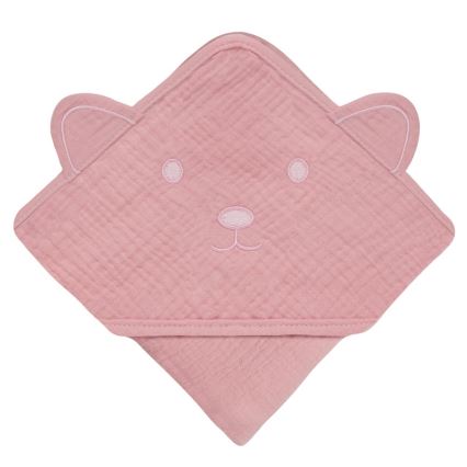 Lionelo - Toalha de banho para bebé com capuz MUSLIN ROSA