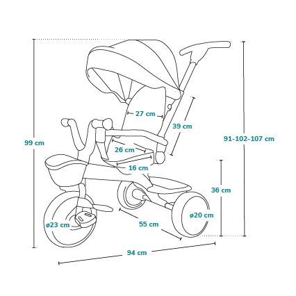 Lionelo - Triciclo infantil HAARI azul marinho/cinza