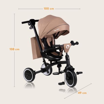 Lionelo - Triciclo infantil TRIS PLUS Bege Areia