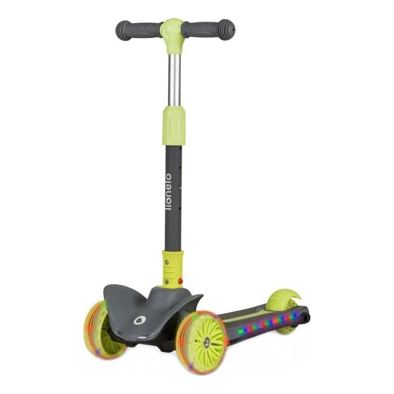 Lionelo - Trotinete para crianças TIMMY 3xAA verde/cinzento