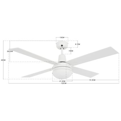 Lucci Air 210339 - Ventoinha de teto AIRFUSION QUEST 1xE27/60W/230V branco/madeira + comando