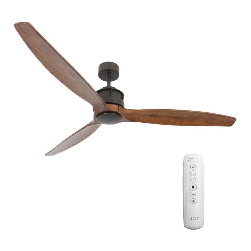 Lucci air 210507 - Ventilador de teto AIRFUSION AKMANI em paulownia/preto + controlo remoto