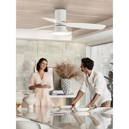 Lucci Air 210661 - Ventoinha de teto LED com regulação FLUSSO 1xGX53/18W/230V madeira/branco + comando