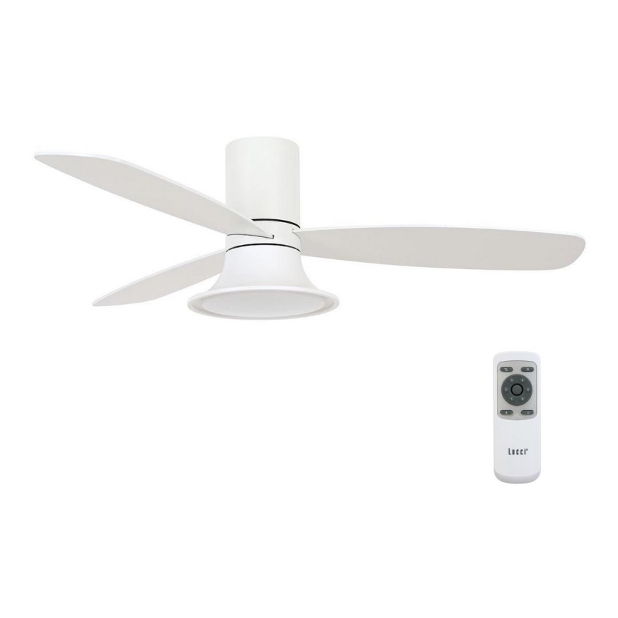Lucci Air 210661 - Ventoinha de teto LED com regulação FLUSSO 1xGX53/18W/230V madeira/branco + comando