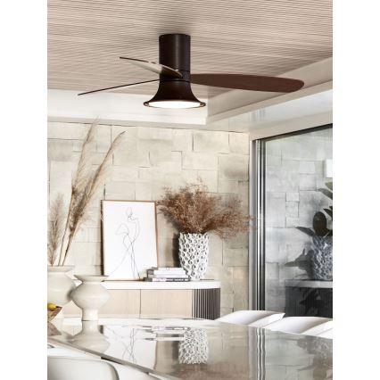 Lucci Air 210663 - Ventoinha de teto LED com regulação FLUSSO 1xGX53/18W/230V castanho + controlo remoto