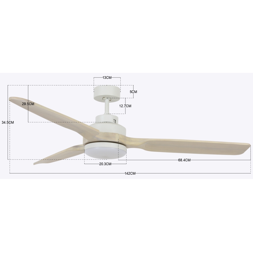 Lucci air 213055 - Ventoinha de teto LED SHOALHAVEN GX53/17W/230V paulownia/branco + comando