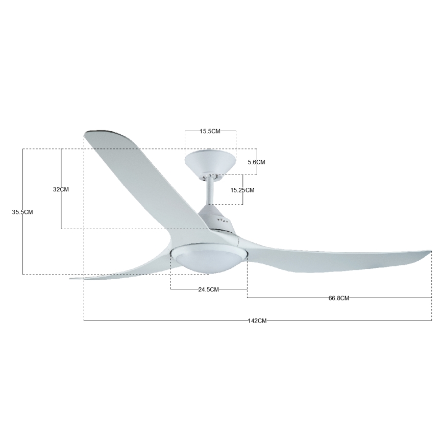 Lucci air 213096 - Ventoinha de teto LED MARINER LED/15W/230V branco + comando