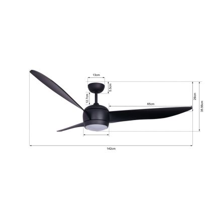 Lucci air 512910 - Ventoinha de teto LED AIRFUSION NORDIC LED/20W/230V preto + controlo remoto