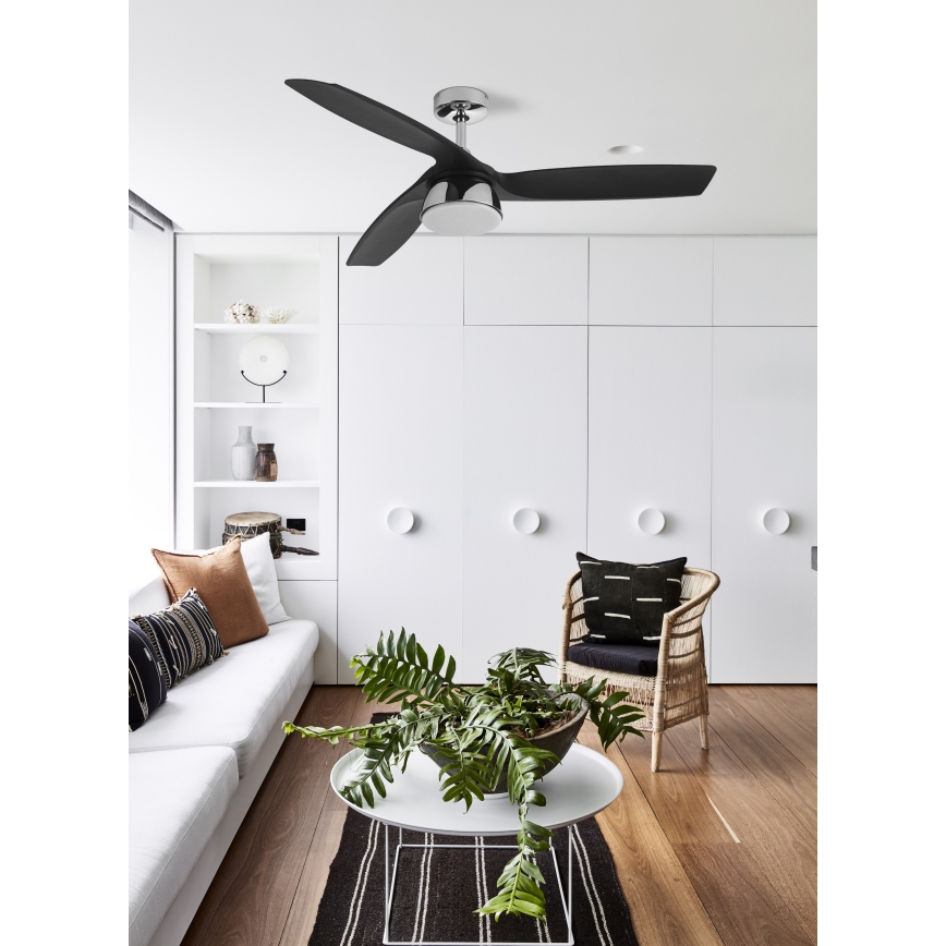 Lucci air 513072 - Ventoinha de teto LED com regulação BRONX LED/18W/230V 3000/4000/6000K preto/cromado brilhante + comando