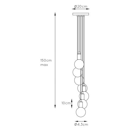 Lucide 08408/07/30 - Candelabro suspenso FIX MULTIPLE 7xE27/60W/230V