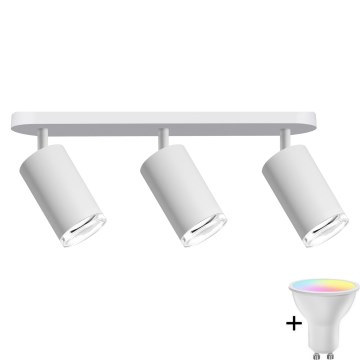 Luminária de banheiro dimmerável LED RGBW TURYN 3xGU10/6,5W/230V 2700-6500K Wi-Fi IP44 na cor branca