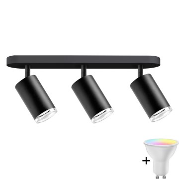 Luminária de banheiro dimmerável LED RGBW TURYN 3xGU10/6,5W/230V 2700-6500K Wi-Fi IP44 na cor preta