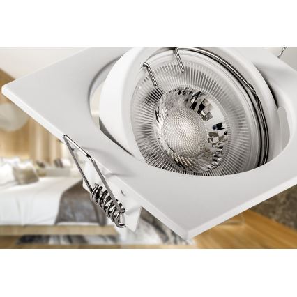 Luminária de embutir 1xGU10/MR16/10W/230V 9x9 cm branca