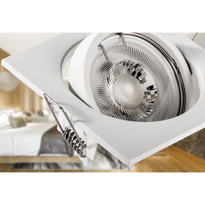 Luminária de embutir 1xGU10/MR16/10W/230V 9x9 cm branca