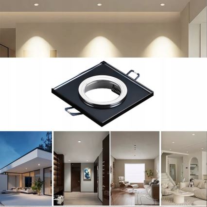 Luminária de embutir para teto 1xGU10/MR16/10W/230V 9x9 cm preta