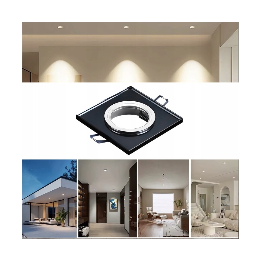 Luminária de embutir para teto 1xGU10/MR16/10W/230V 9x9 cm preta