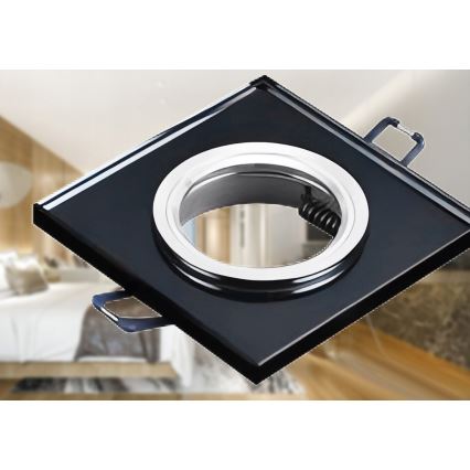 Luminária de embutir para teto 1xGU10/MR16/10W/230V 9x9 cm preta