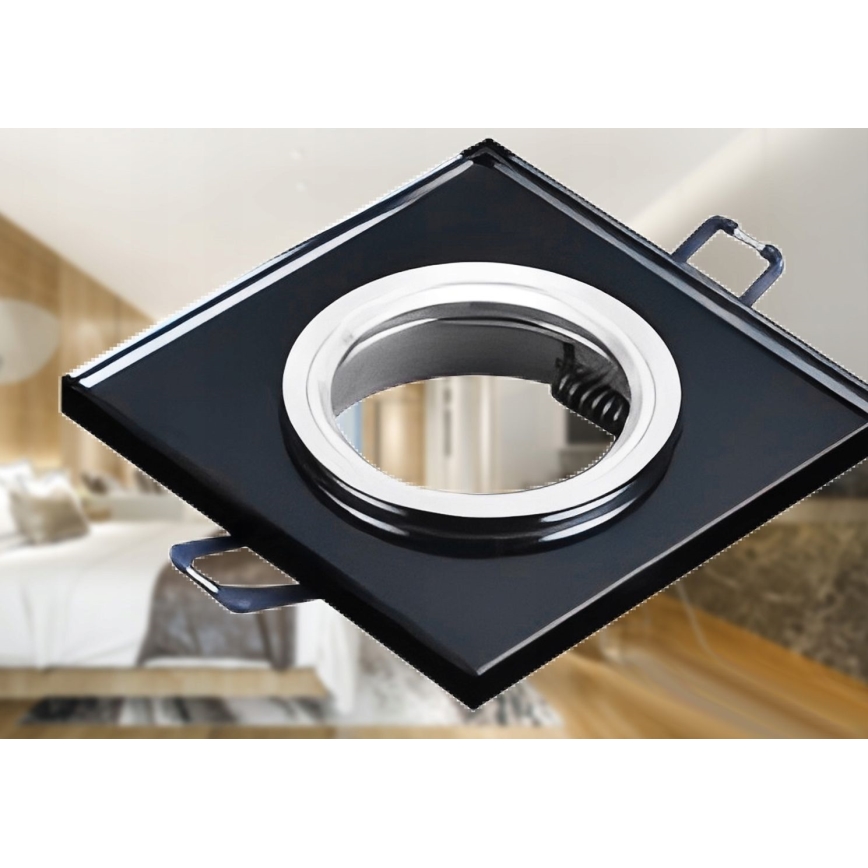 Luminária de embutir para teto 1xGU10/MR16/10W/230V 9x9 cm preta