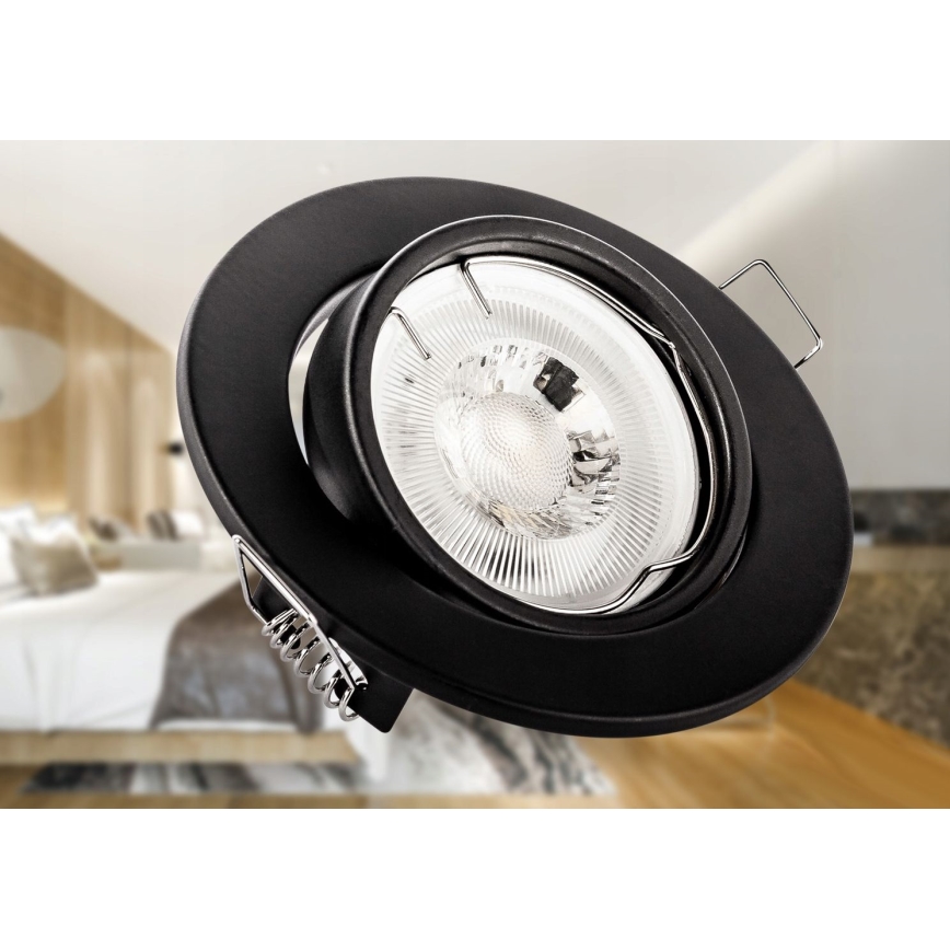 Luminária de embutir para teto 1xGU10/MR16/10W/230V, diâmetro 9 cm, preta