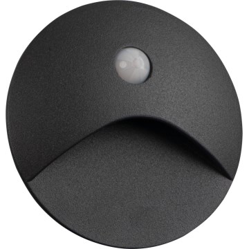Luminária de escada LED com sensor de movimento e crepúsculo EXIN LED/2,5W/230V 3000K IP65 antracite redonda