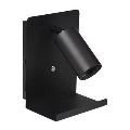 Luminária de parede com foco, prateleira e carregador USB 1xGU10/35W/230V preto