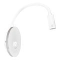Luminária de parede flexível LED com USB BASE 1xLED/8W+1xLED/2W/230V branco/prateado