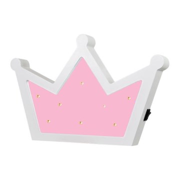 Luminária de parede infantil LED/2xAA coroa rosa