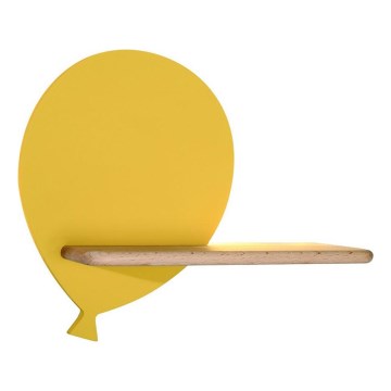 Luminária de parede infantil LED com prateleira BALLOON LED/4W/230V amarelo/madeira,