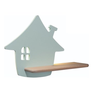 Luminária de parede infantil LED com prateleira HOUSE LED/4W/230V verde/madeira,