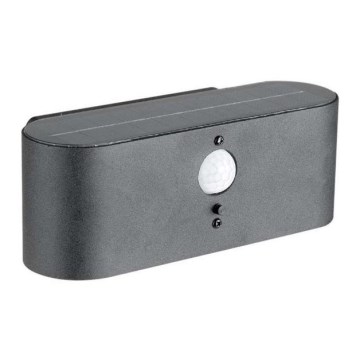 Luminária de parede solar LED para exterior com sensor LED/2,5W/3,7V 3000K IP54 2000 mAh