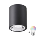 Luminária de ponto dimmável LED RGBW JUPITER 1xE27/6,5W/230V 2700-6500K Wi-Fi diâmetro 9,8 cm preta
