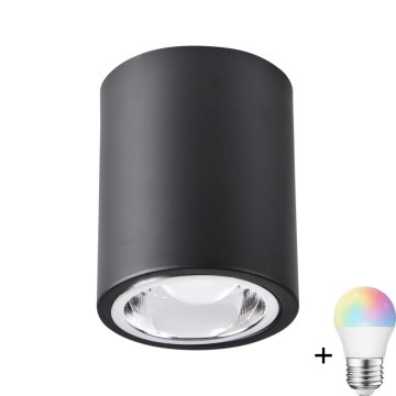 Luminária de ponto dimmável LED RGBW JUPITER 1xE27/6,5W/230V 2700-6500K Wi-Fi diâmetro 9,8 cm preta